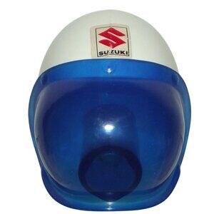 Avon Motocross Helmet Plastic Collector's Bottle white blue vintage
